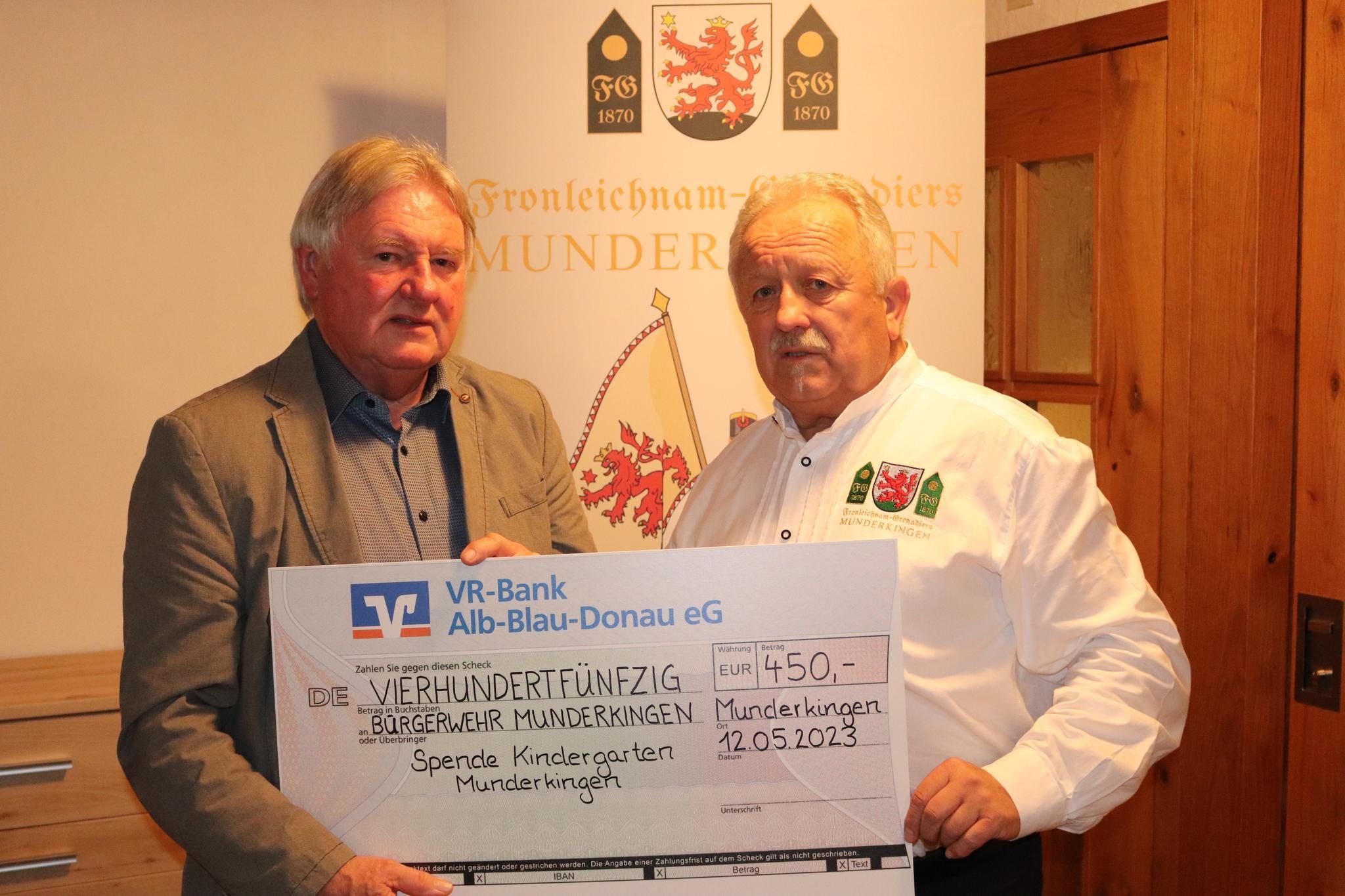 Spende der Historischen Bürgerwehr Munderkingen